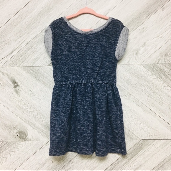 Cat & Jack | Navy Marled Cap Sleeve Dress Pink Bow - Picture 4 of 5